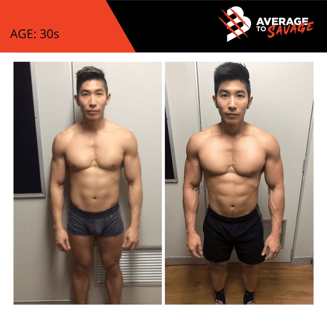 Body transformation picture of personal training client Ricki's front. Ricki was trained by personal trainer Rhys Brooks at Fitness First, Bond St Sydney