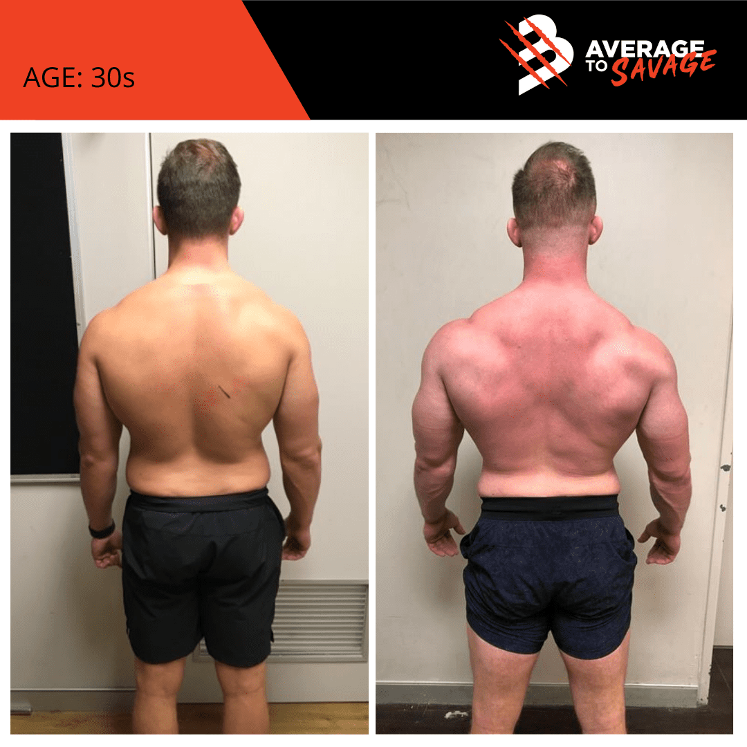 Body transformation picture of personal training client Leigh's back. Leigh was trained by personal trainer Rhys Brooks at Fitness First, Bond St Sydney