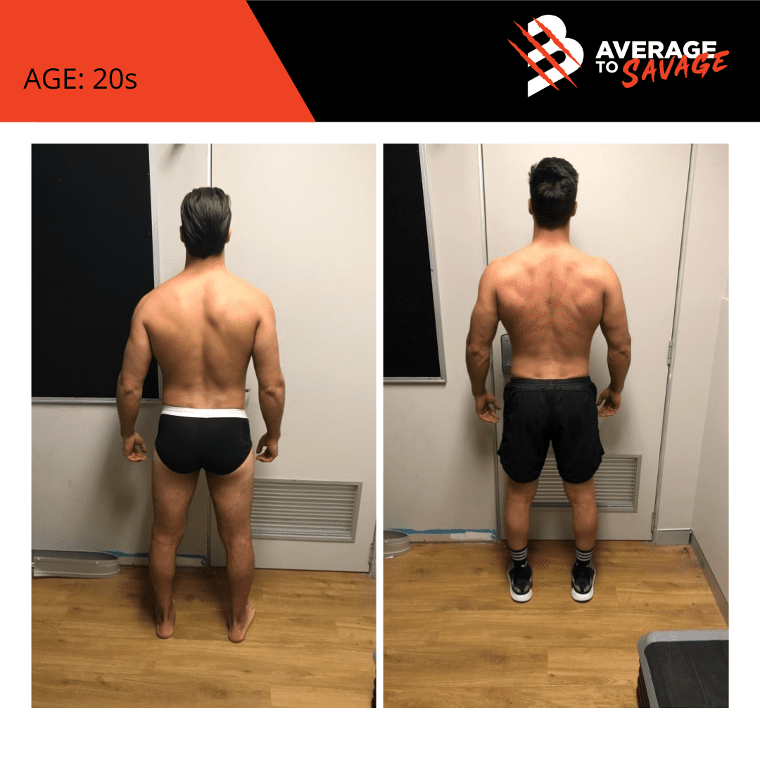 Body transformation picture of personal training client Jordan's front. Jordan was trained by personal trainer Rhys Brooks at Fitness First, Bond St Sydney