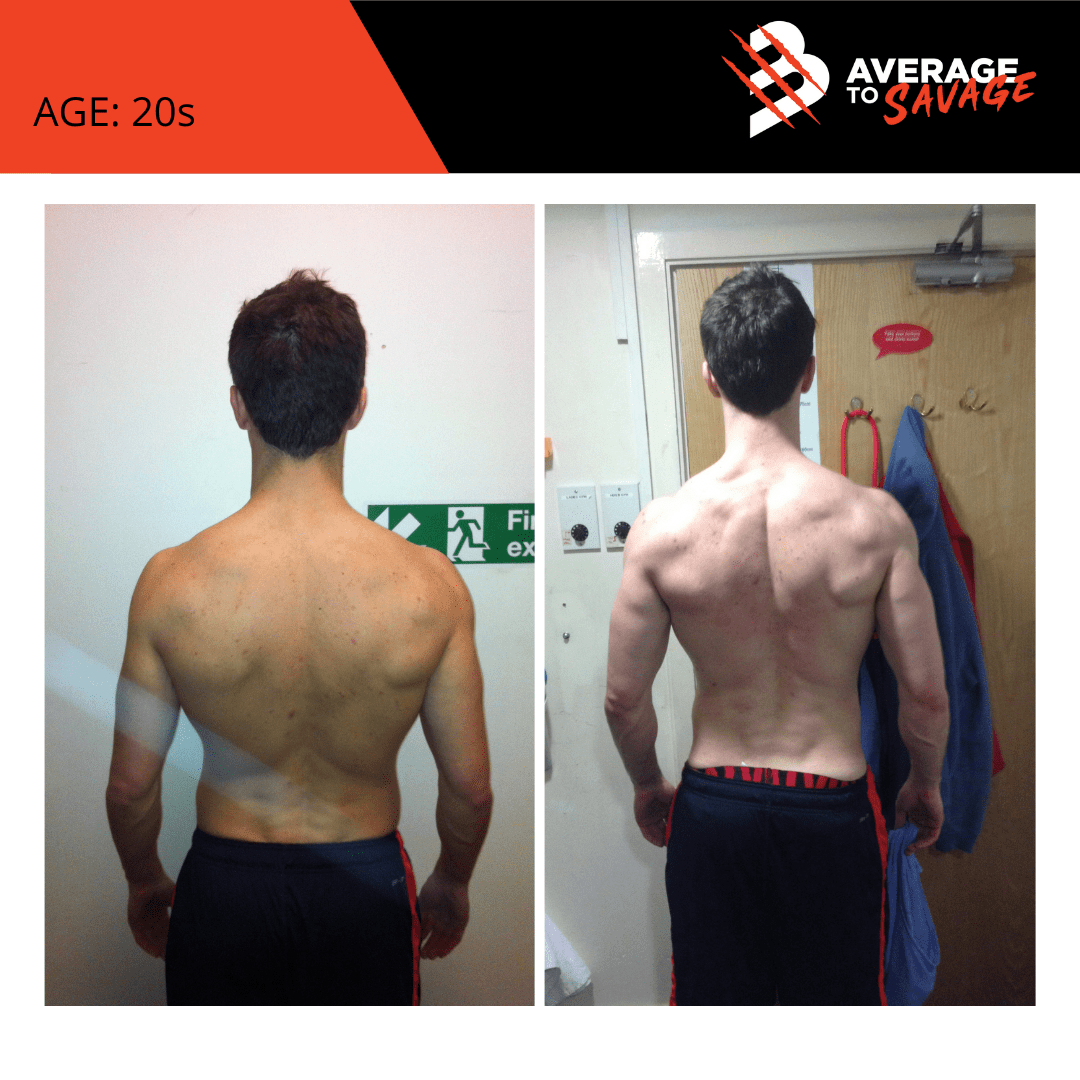 Body transformation picture of personal training client Josh's back. Josh was trained by personal trainer Rhys Brooks at Fitness First, Bond st Sydney