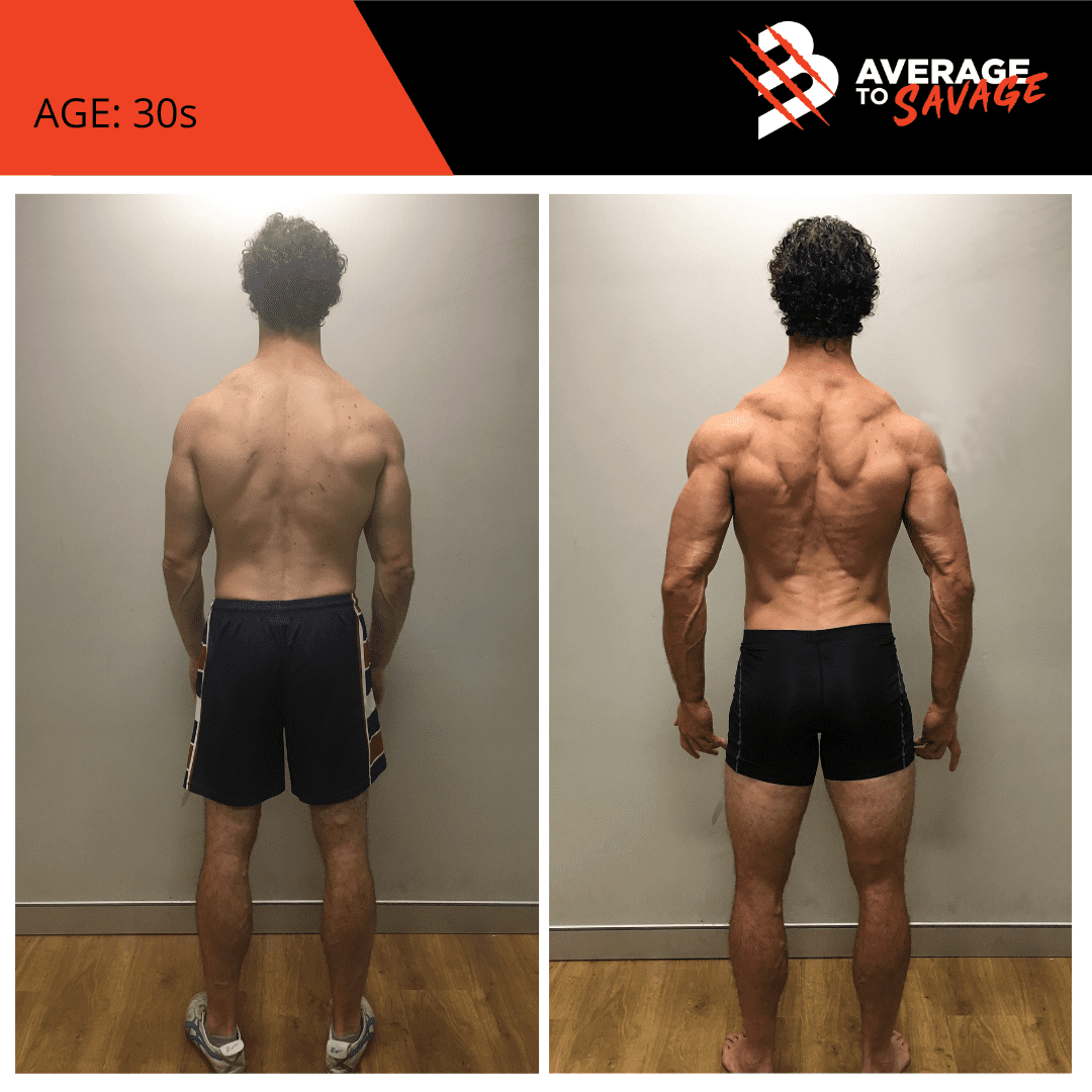 Body transformation picture of personal training client Ryan's back. Ryan was trained by personal trainer Rhys Brooks at Fitness First, Bond st Sydney