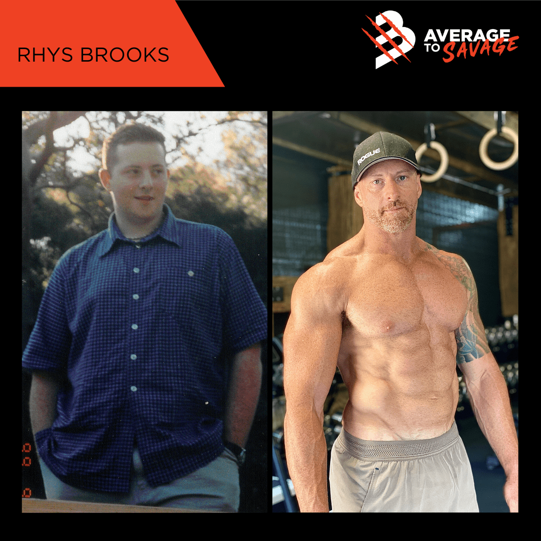 Picture of personal trainer and online coach Rhys Brooks before and after. World class personal training and online personal training, Sydney, Australia