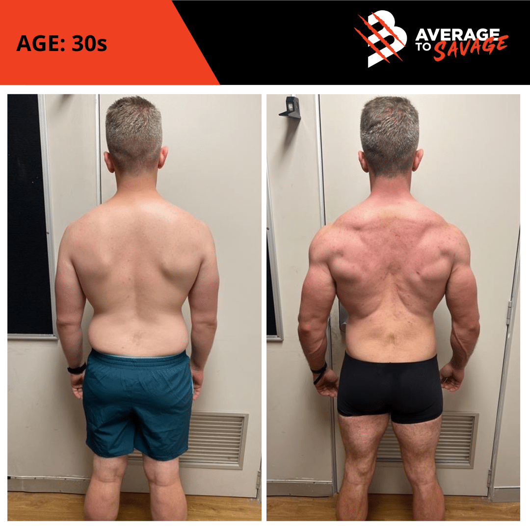 Body transformation picture of client Arn's back. Arn was trained by personal trainer Rhys Brooks
